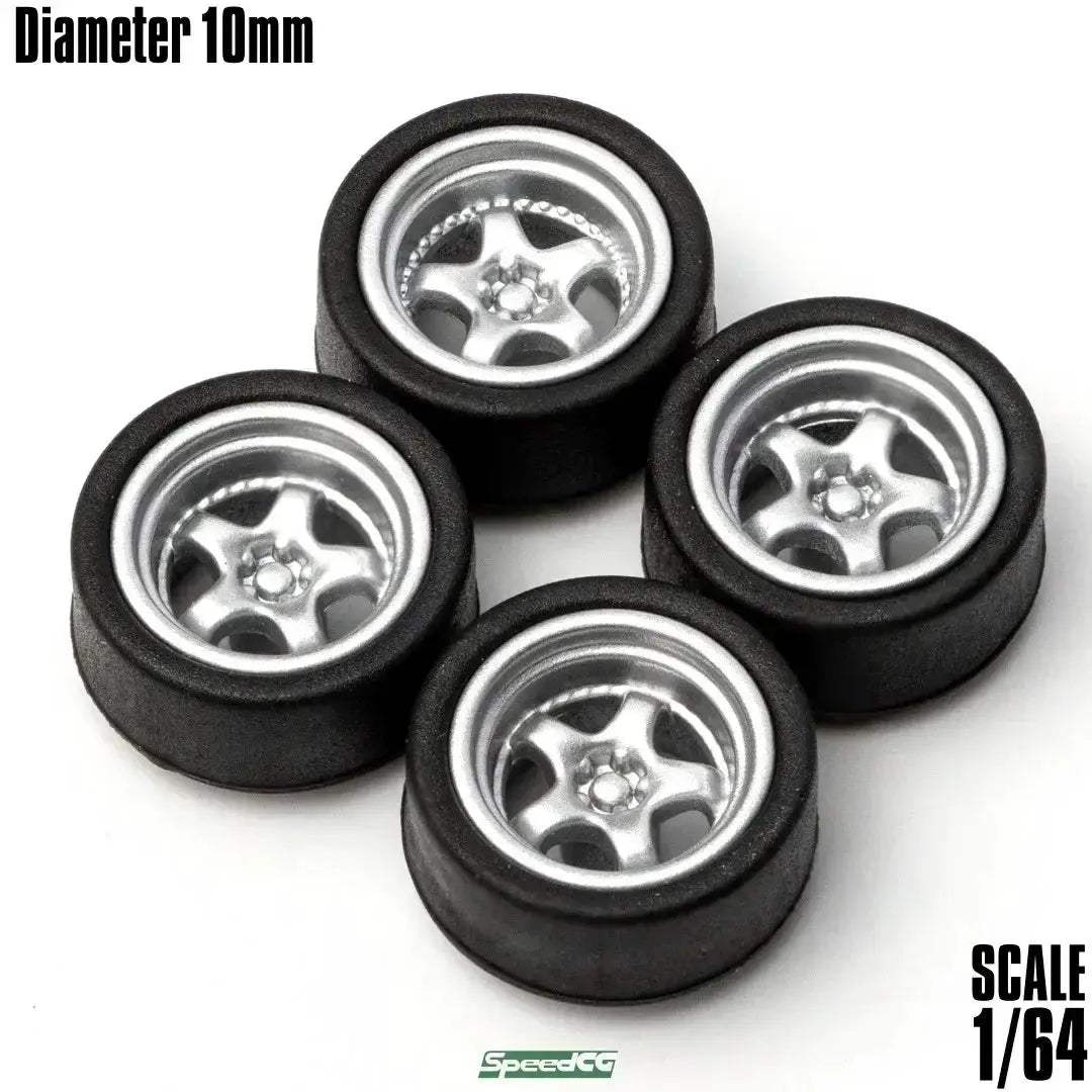 1/64 Scale ABS Wheels With Rubber Tires For Model Cars - ToylandEU