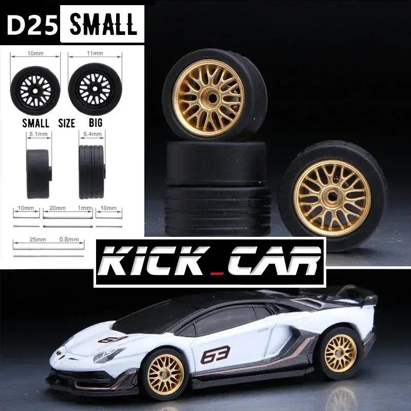  1/64 Scale Model Car Wheels With Rubber Tires Detail Up -  ToylandEU™