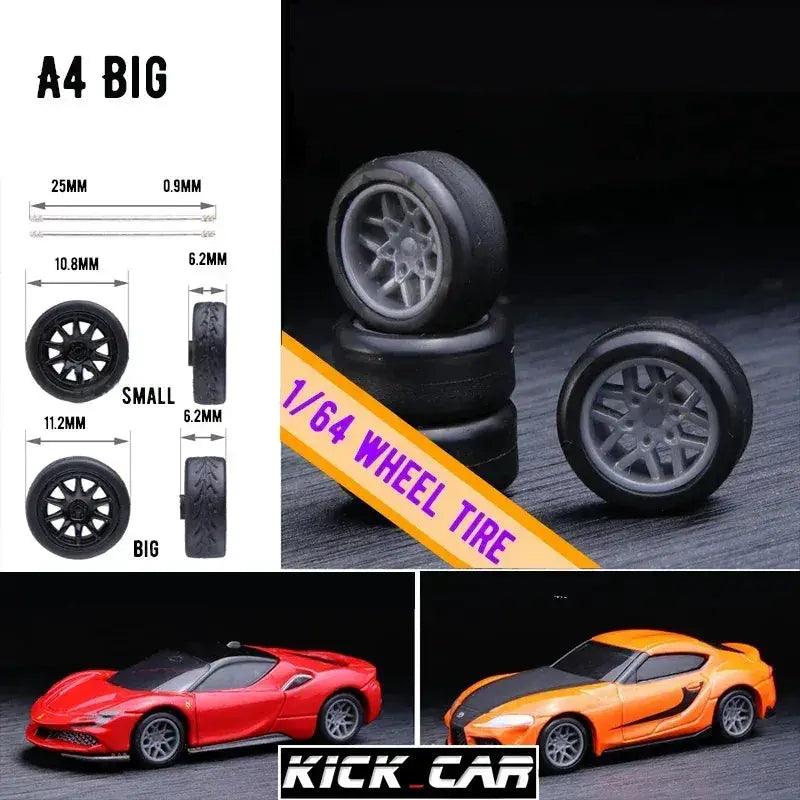  1/64 Scale Model Car Wheels With Rubber Tires Detail Up -  ToylandEU™