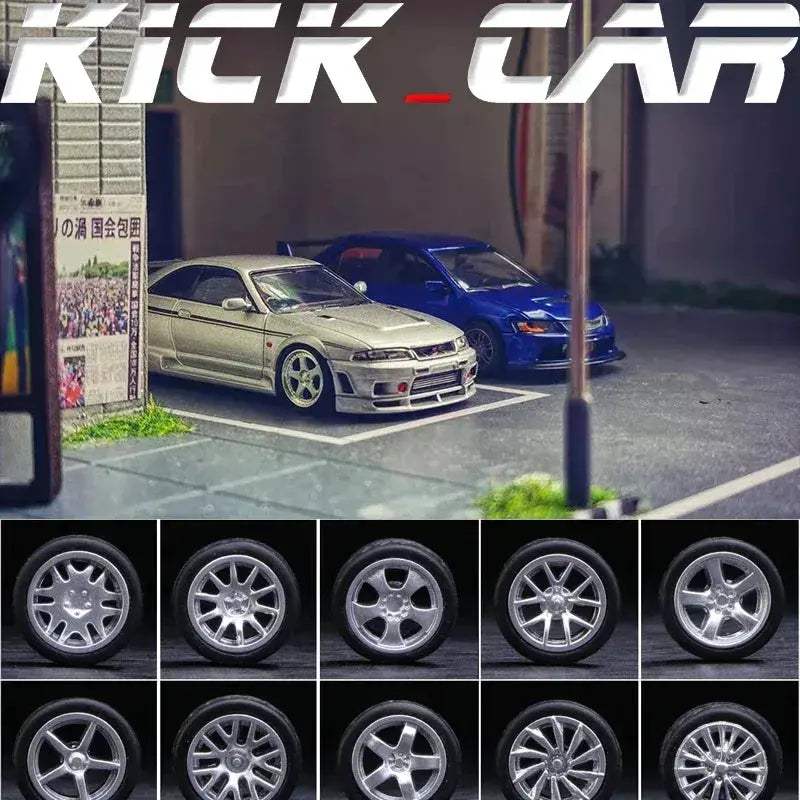1/64 Scale Model Car Wheels With Rubber Tires Detail Up - ToylandEU