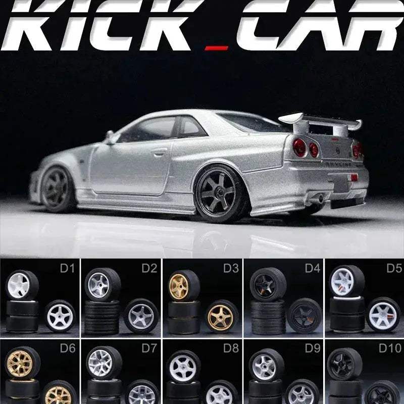 1/64 Scale Model Car Wheels With Rubber Tires Detail Up - ToylandEU