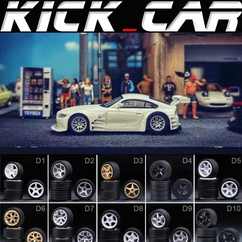 1/64 Scale Model Car Wheels With Rubber Tires Detail Up - ToylandEU