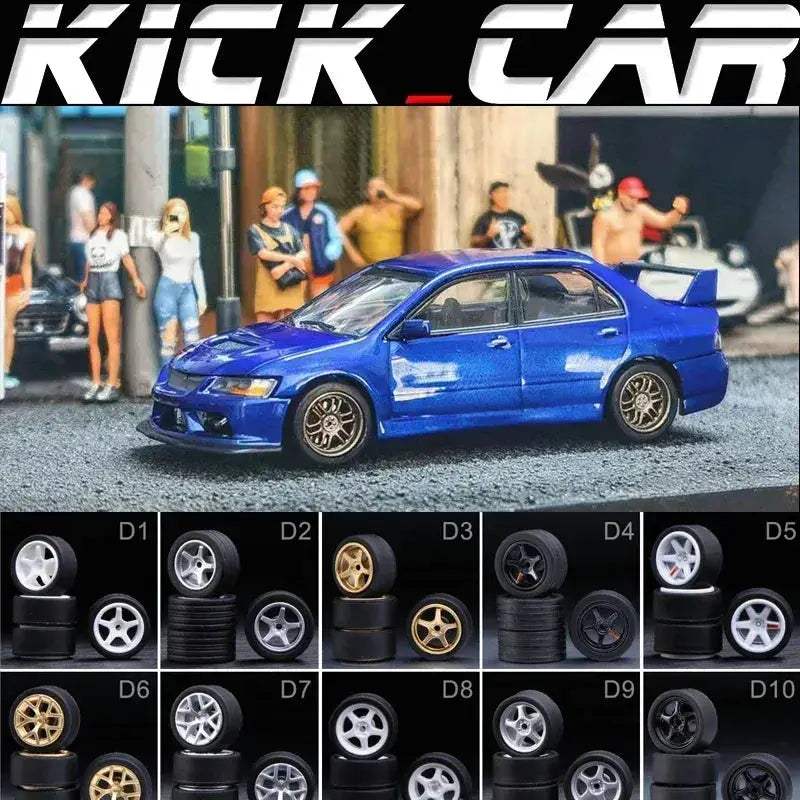 1/64 Scale Model Car Wheels With Rubber Tires Detail Up - ToylandEU