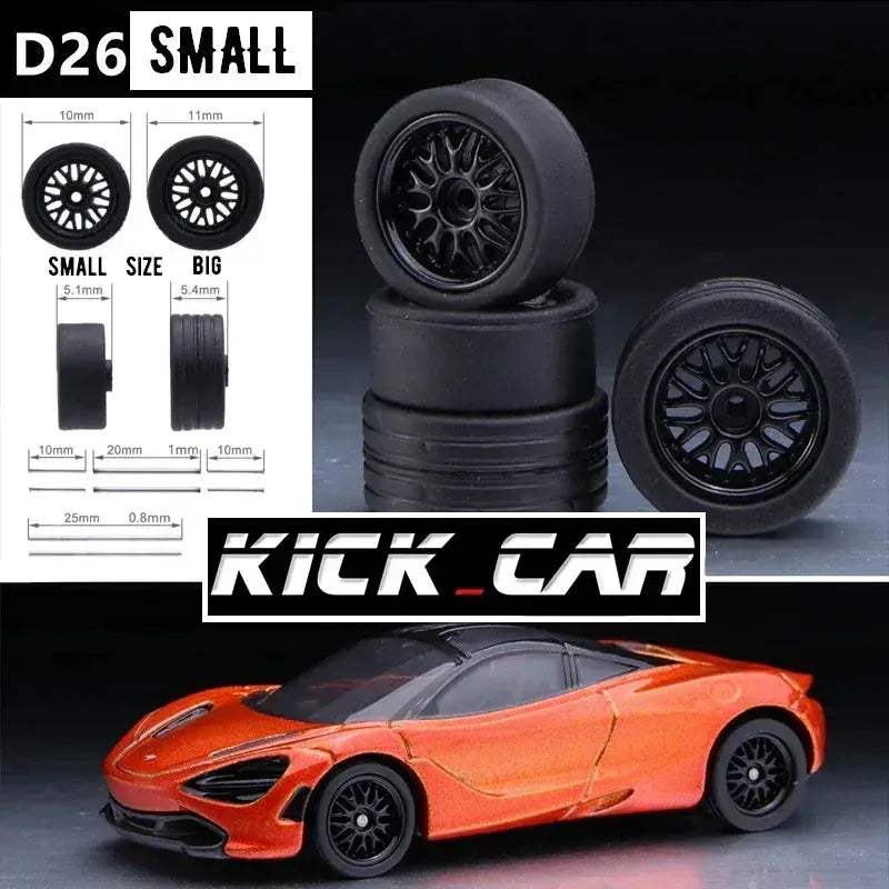 1/64 Scale Model Car Wheels With Rubber Tires Detail Up - ToylandEU
