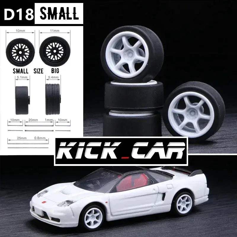 1/64 Scale Model Car Wheels With Rubber Tires Detail Up - ToylandEU