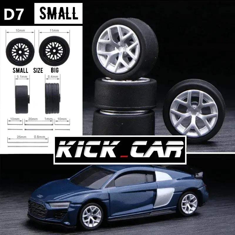 1/64 Scale Model Car Wheels With Rubber Tires Detail Up - ToylandEU