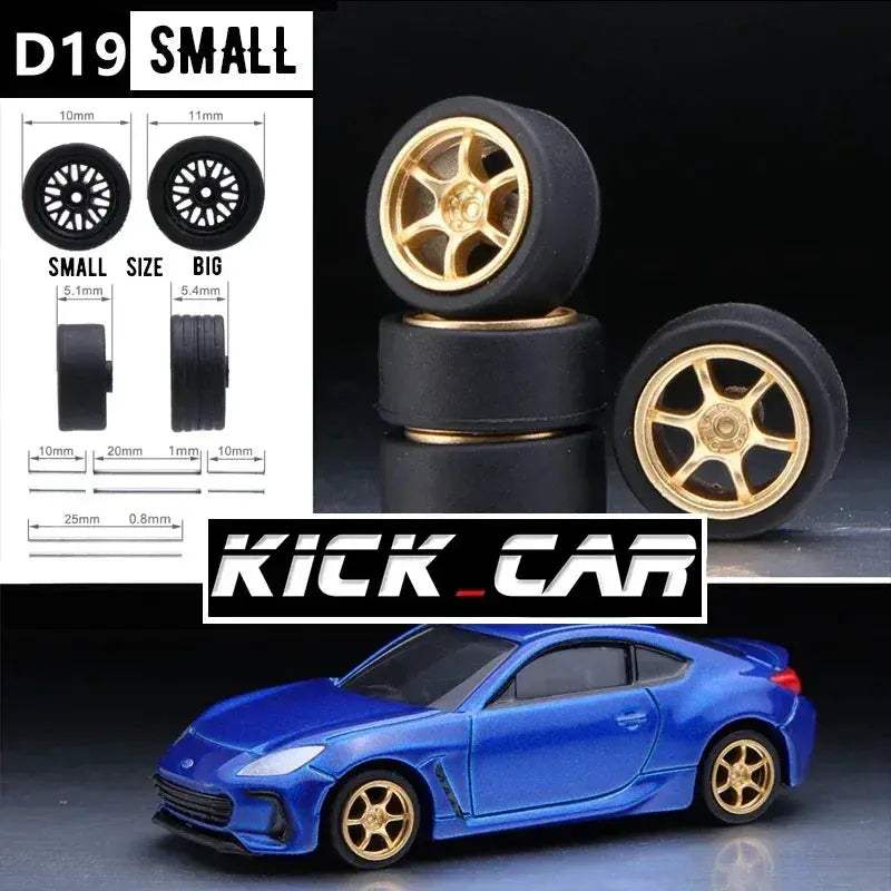 1/64 Scale Model Car Wheels With Rubber Tires Detail Up - ToylandEU