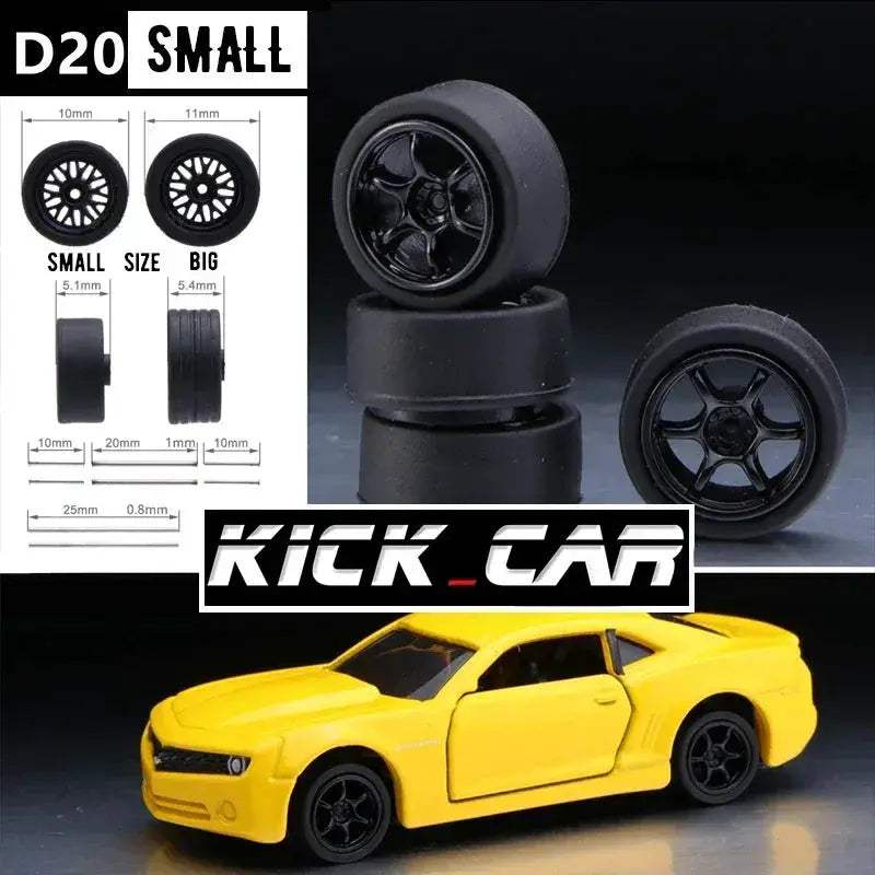 1/64 Scale Model Car Wheels With Rubber Tires Detail Up - ToylandEU