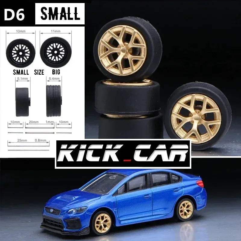 1/64 Scale Model Car Wheels With Rubber Tires Detail Up - ToylandEU