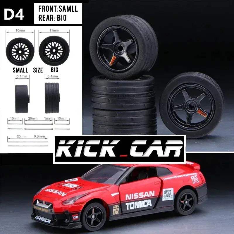 1/64 Scale Model Car Wheels With Rubber Tires Detail Up - ToylandEU
