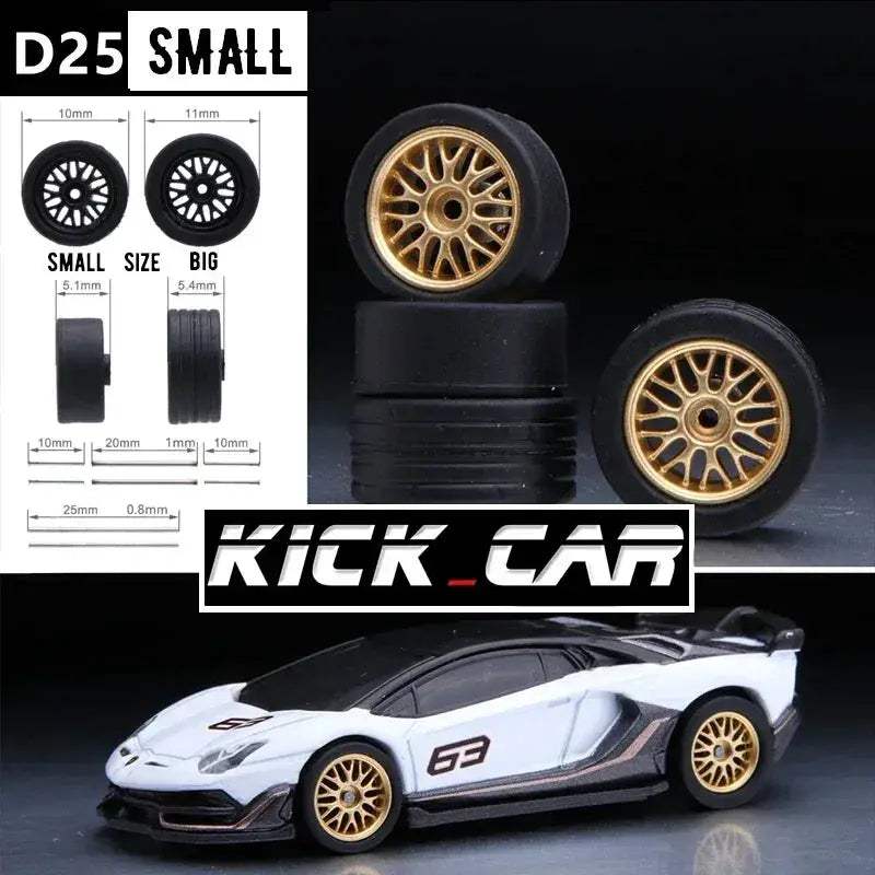 1/64 Scale Model Car Wheels With Rubber Tires Detail Up - ToylandEU