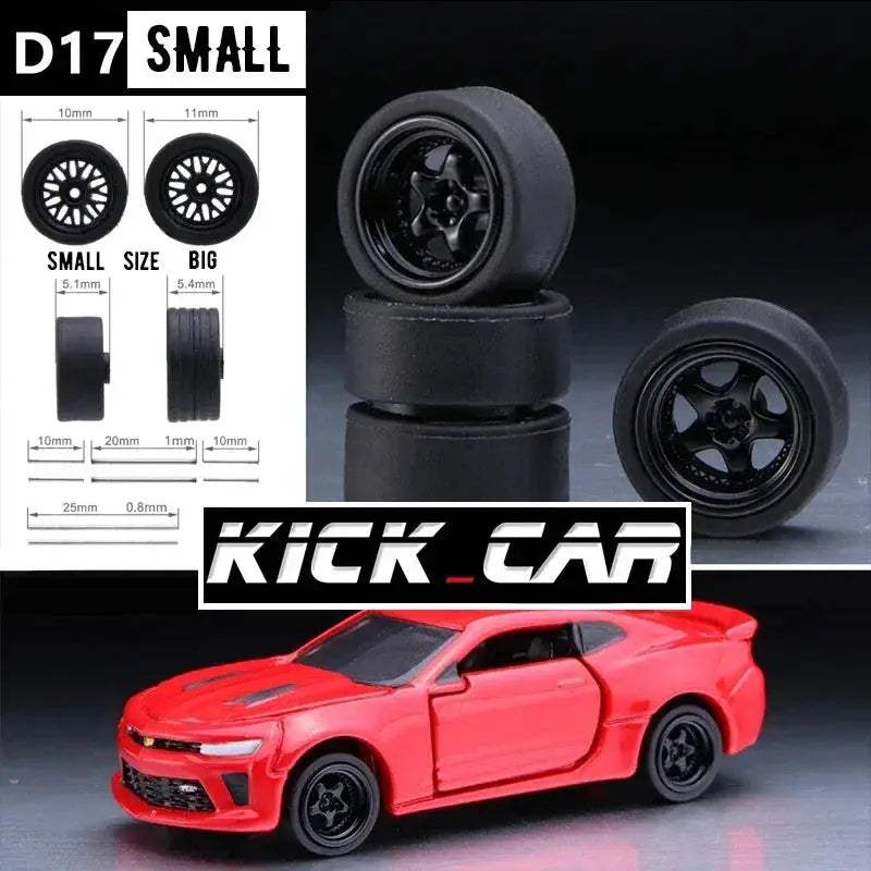 1/64 Scale Model Car Wheels With Rubber Tires Detail Up - ToylandEU