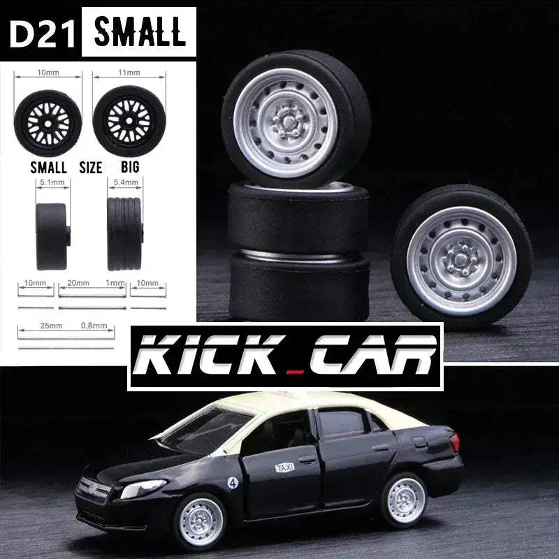 1/64 Scale Model Car Wheels With Rubber Tires Detail Up - ToylandEU