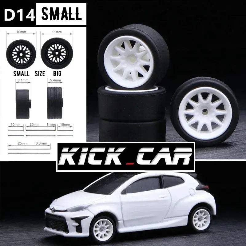 1/64 Scale Model Car Wheels With Rubber Tires Detail Up - ToylandEU