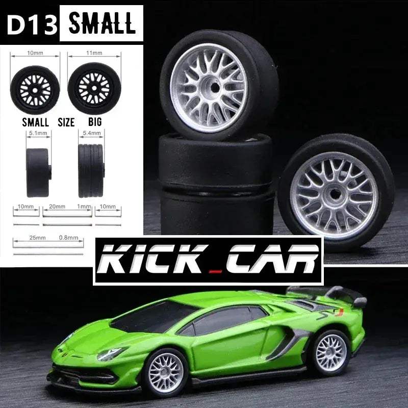1/64 Scale Model Car Wheels With Rubber Tires Detail Up - ToylandEU