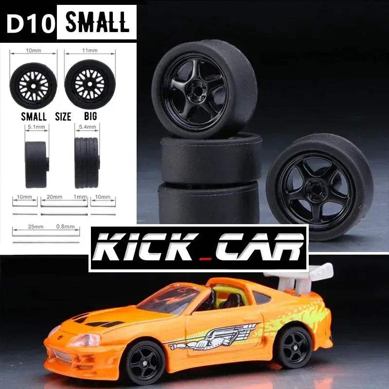 1/64 Scale Model Car Wheels With Rubber Tires Detail Up - ToylandEU