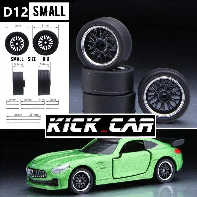 1/64 Scale Model Car Wheels With Rubber Tires Detail Up - ToylandEU