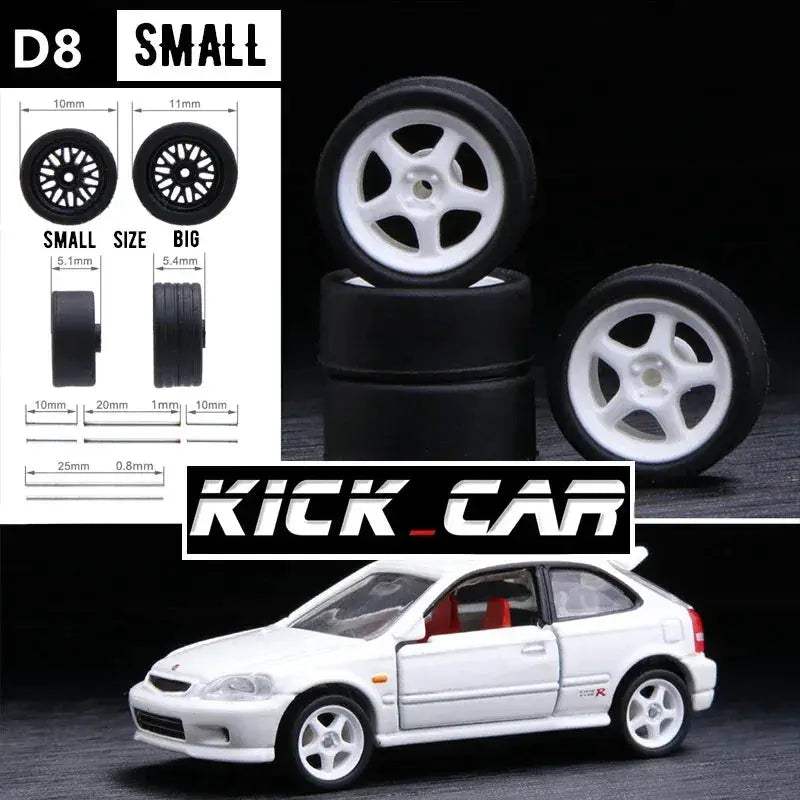 1/64 Scale Model Car Wheels With Rubber Tires Detail Up - ToylandEU