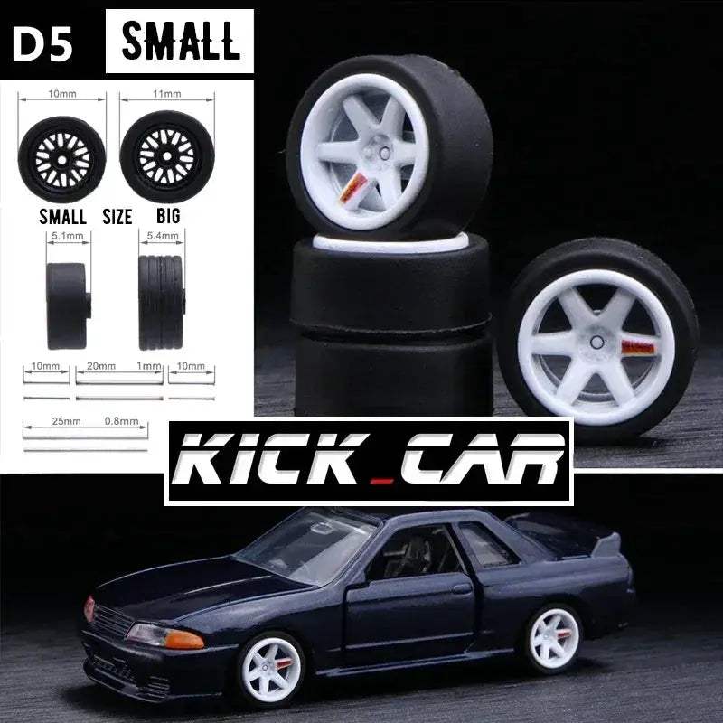 1/64 Scale Model Car Wheels With Rubber Tires Detail Up - ToylandEU