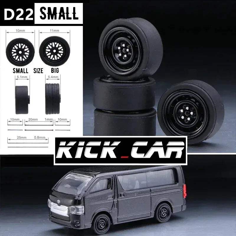 1/64 Scale Model Car Wheels With Rubber Tires Detail Up - ToylandEU