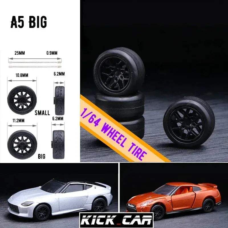 1/64 Scale Model Car Wheels With Rubber Tires Detail Up - ToylandEU
