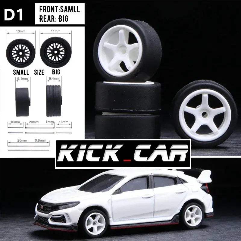 1/64 Scale Model Car Wheels With Rubber Tires Detail Up - ToylandEU