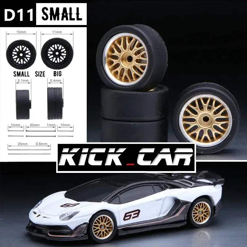 1/64 Scale Model Car Wheels With Rubber Tires Detail Up - ToylandEU