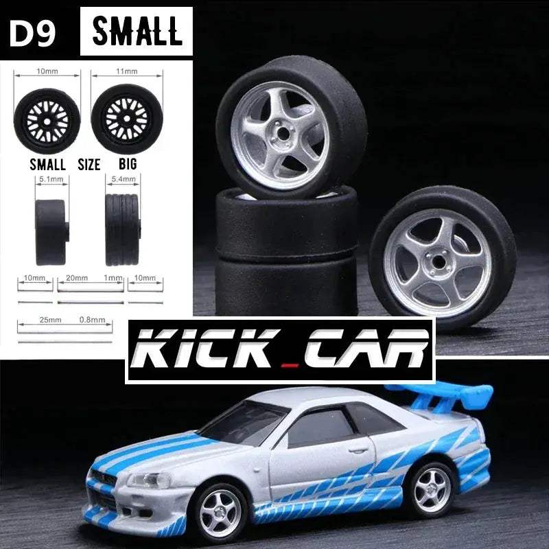 1/64 Scale Model Car Wheels With Rubber Tires Detail Up - ToylandEU