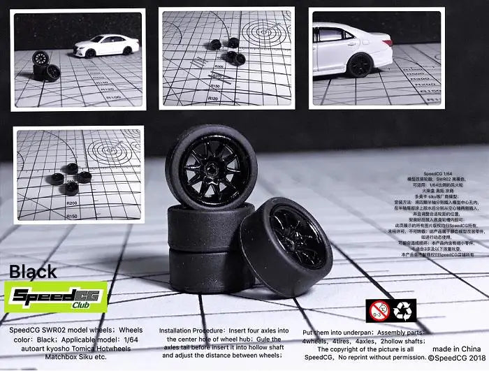 1 64th Scale ABS Wheels For Model Cars Rubber Tire - ToylandEU