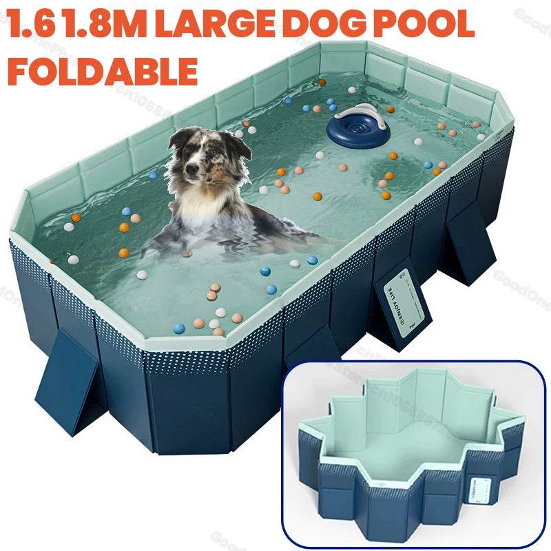 1.6M/1.8M Swimming Foldable Pool for Large Dogs Durable Bathing - ToylandEU