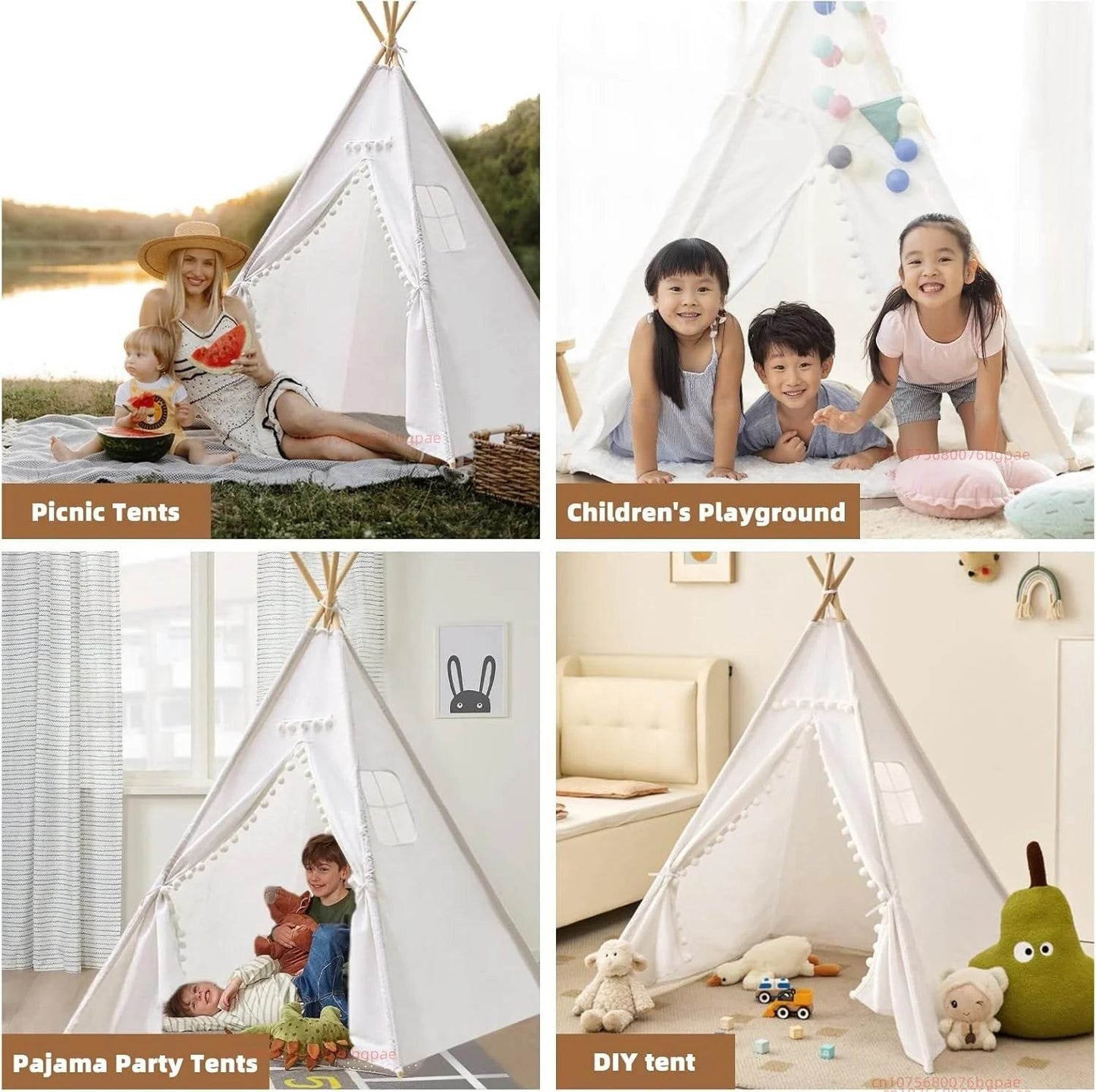 1.6m/1.3m Kid Tent Indoor Play House Wigwam Portable Teepee - ToylandEU