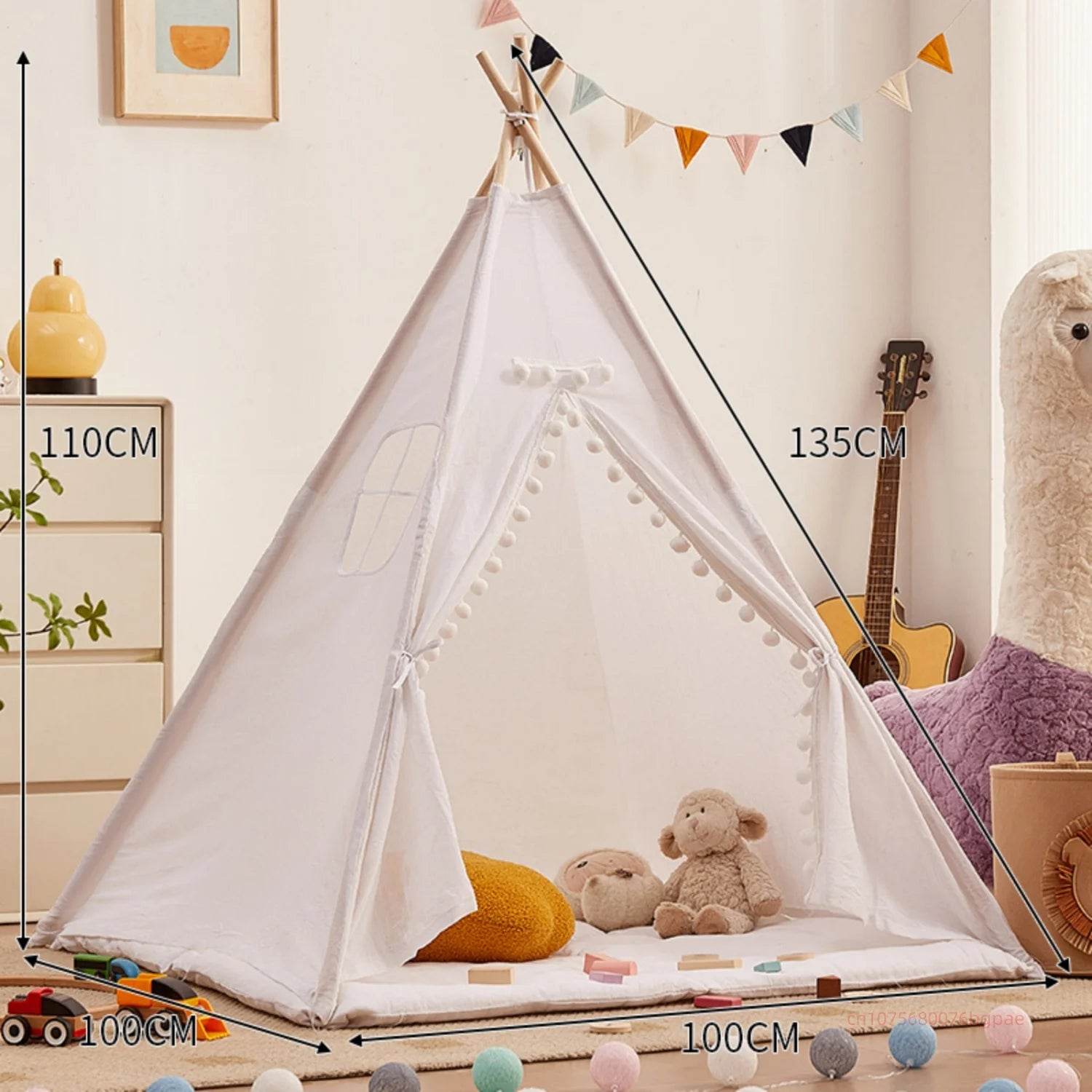 1.6m/1.3m Kid Tent Indoor Play House Wigwam Portable Teepee - ToylandEU