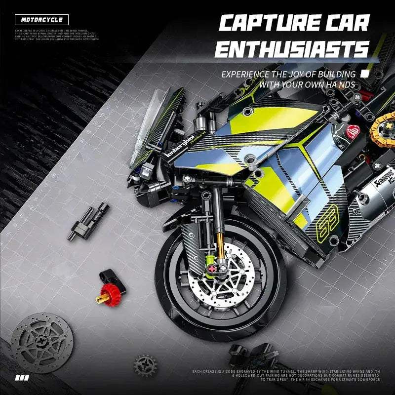 1 8 Motorbike Model Kit For Adults Premium Building Blocks - ToylandEU