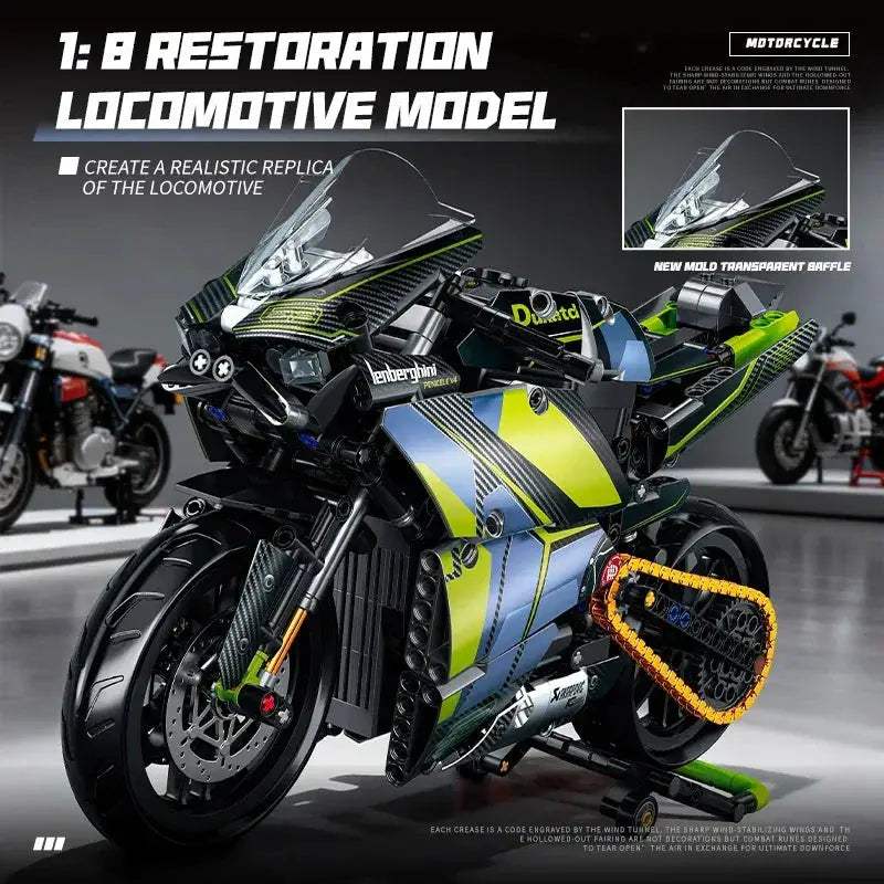 1 8 Motorbike Model Kit For Adults Premium Building Blocks - ToylandEU