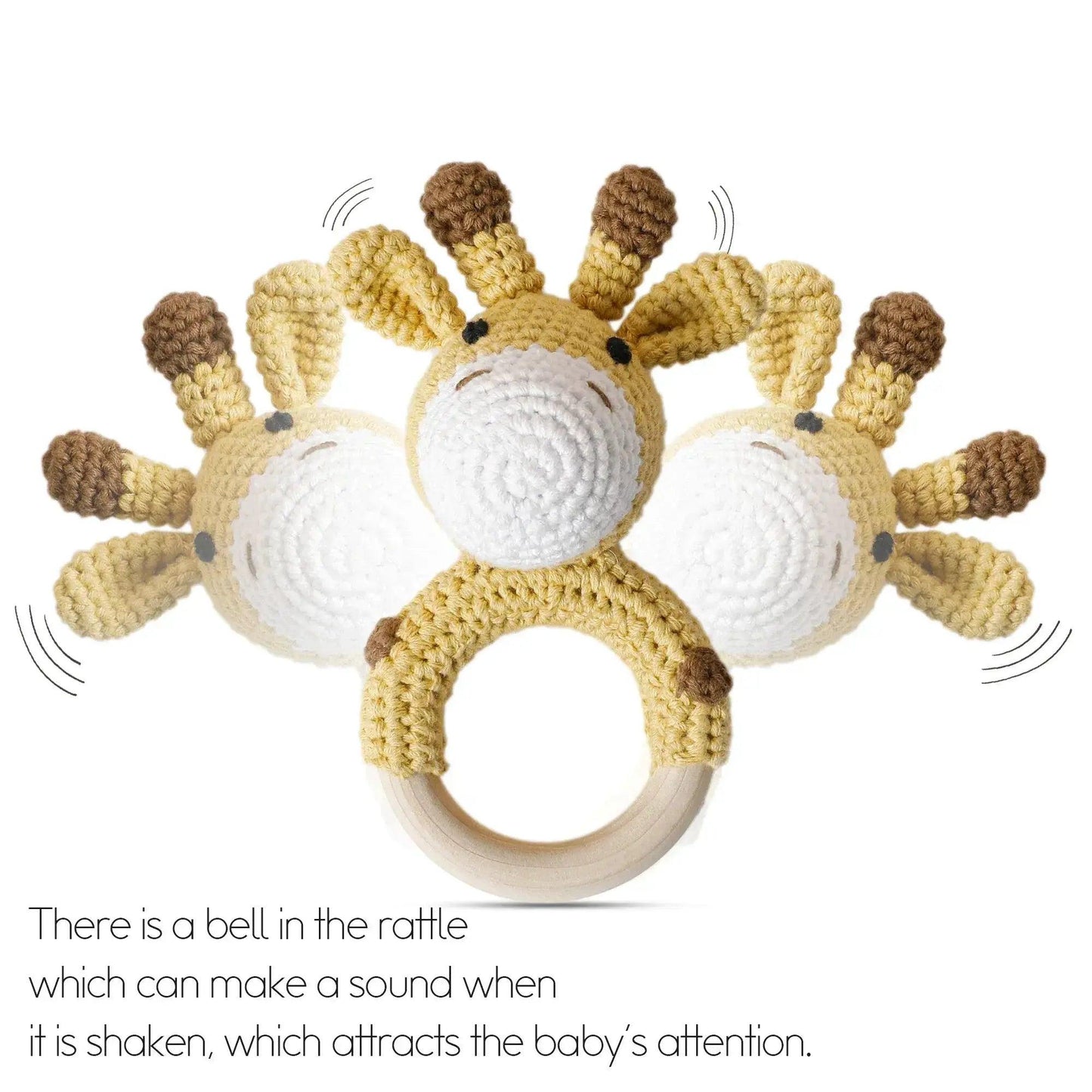 1 Piece Wooden Teether Rattle Toy With Crochet Amigurumi Animal For Newborn Unisex BPA Free -  ToylandEU™
