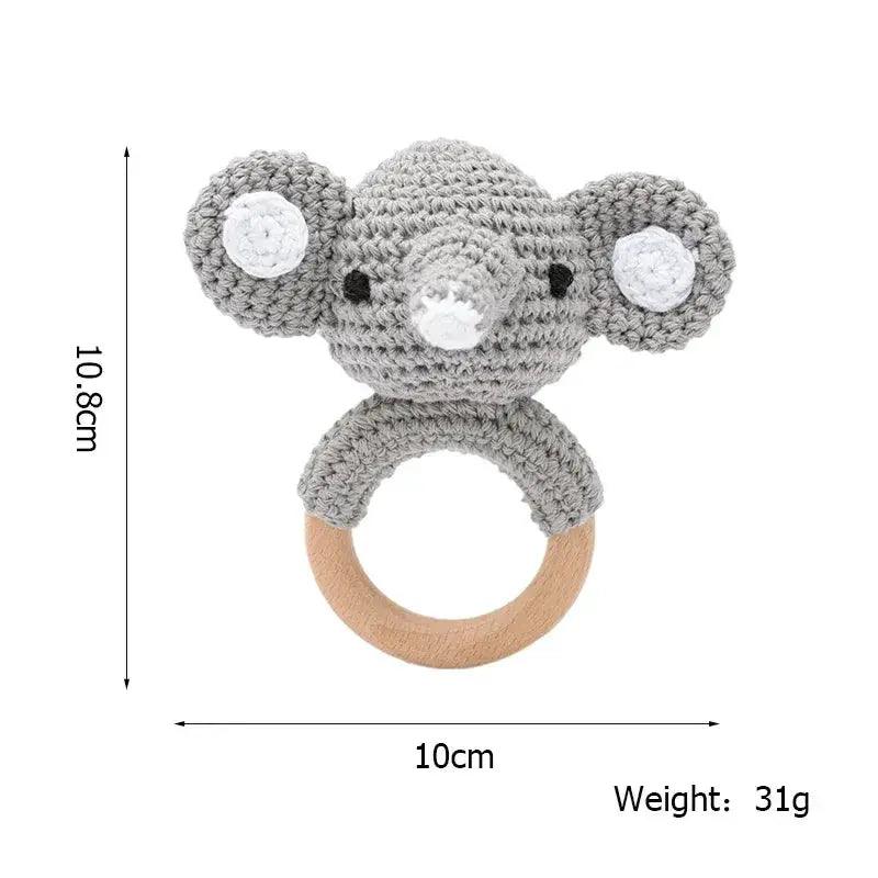  1 Piece Wooden Teether Rattle Toy With Crochet Amigurumi Animal For Newborn Unisex BPA Free -  ToylandEU™