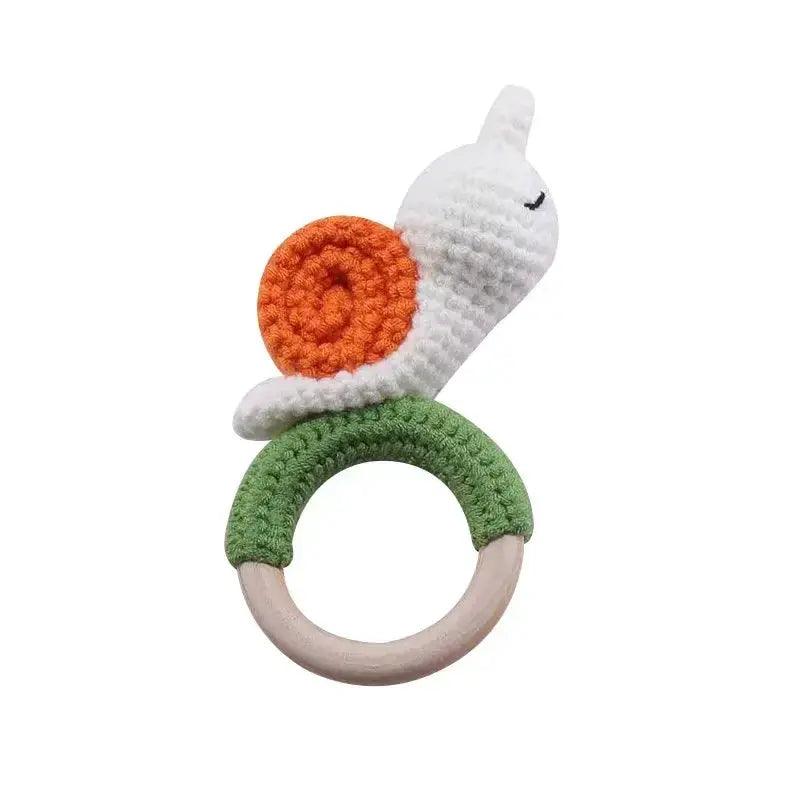  1 Piece Wooden Teether Rattle Toy With Crochet Amigurumi Animal For Newborn Unisex BPA Free -  ToylandEU™