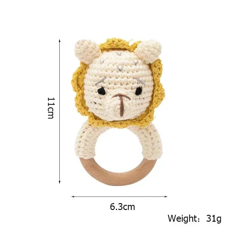  1 Piece Wooden Teether Rattle Toy With Crochet Amigurumi Animal For Newborn Unisex BPA Free -  ToylandEU™