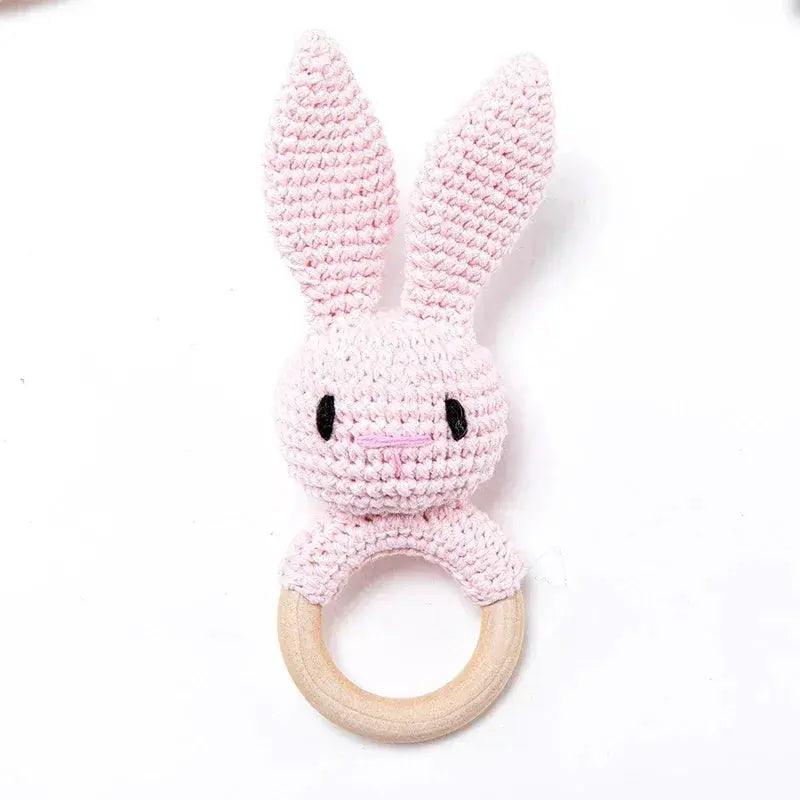  1 Piece Wooden Teether Rattle Toy With Crochet Amigurumi Animal For Newborn Unisex BPA Free -  ToylandEU™