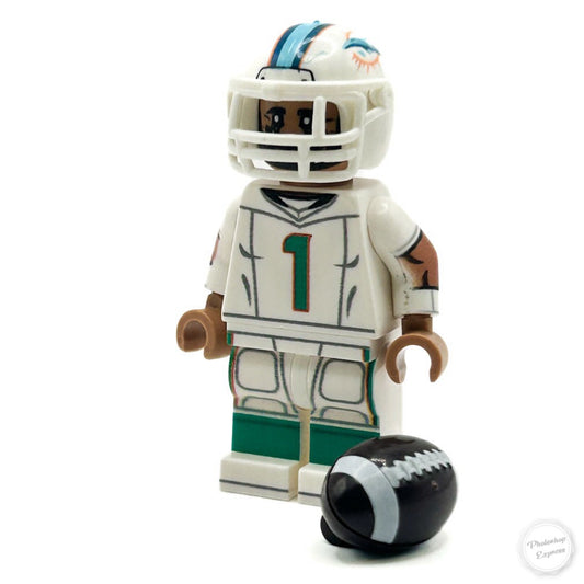 Lego Figure Tua Football QB With Custom Helmet Print On Authentic Lego Parts Torso Legs And Head - ToylandEU