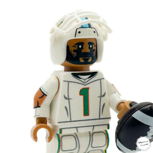 Lego Figure Tua Football QB With Custom Helmet Print On Authentic Lego Parts Torso Legs And Head - ToylandEU
