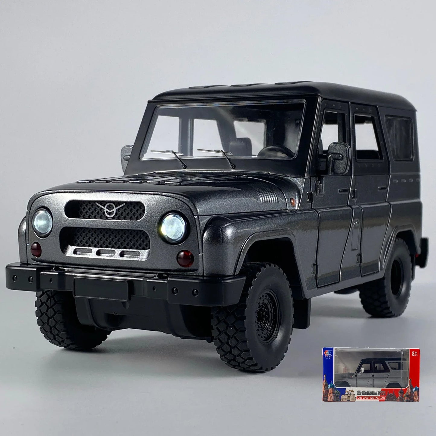 1 To 18 Diecast Alloy UAZ Hunter Jeep Off Road Toy With Sound And Light - ToylandEU