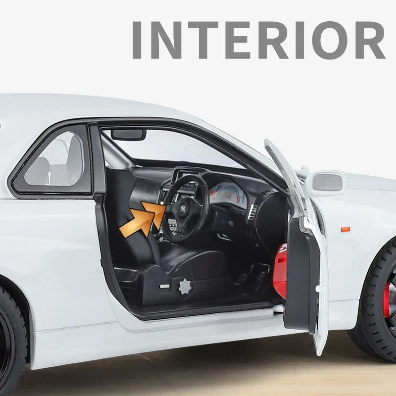 1 To 18 Nissan GTR R34 Diecast Metal Model Car With Sound And Light - ToylandEU