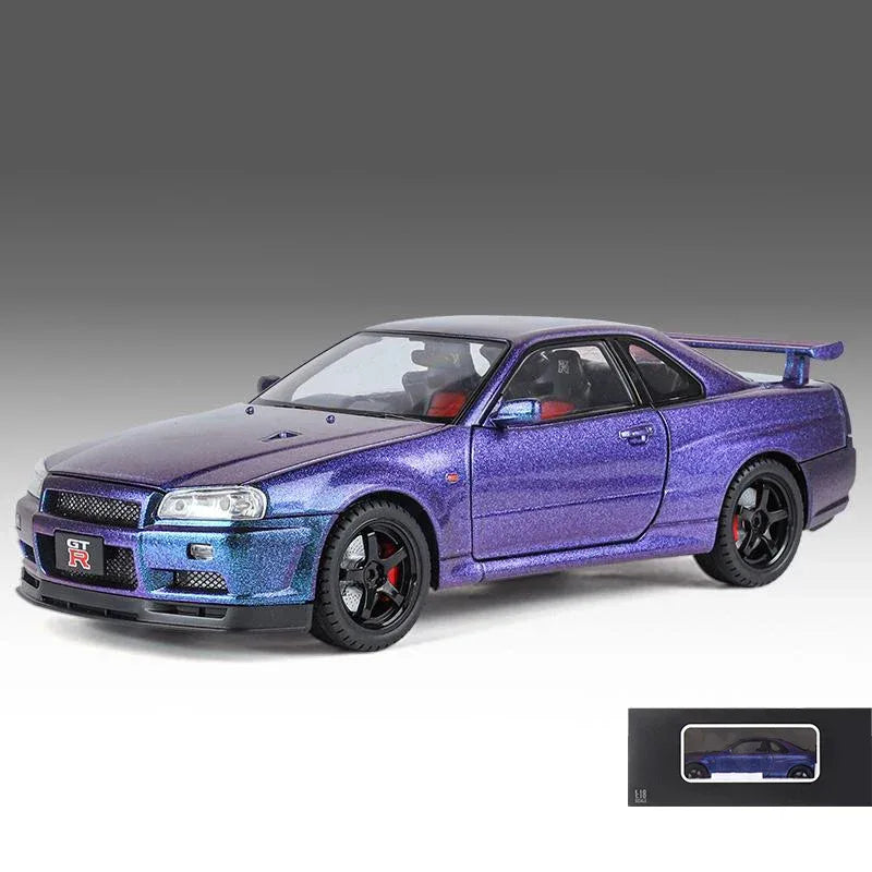 1 To 18 Nissan GTR R34 Diecast Metal Model Car With Sound And Light - ToylandEU