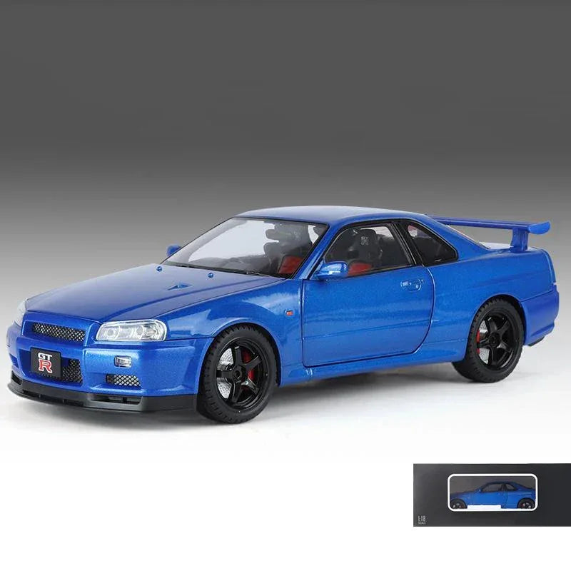 1 To 18 Nissan GTR R34 Diecast Metal Model Car With Sound And Light - ToylandEU