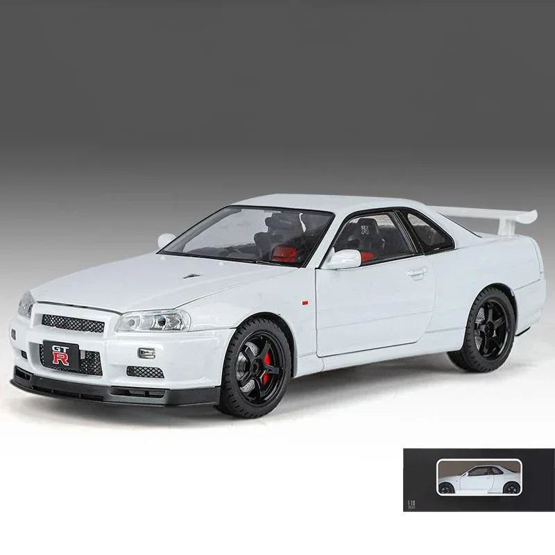 1 To 18 Nissan GTR R34 Diecast Metal Model Car With Sound And Light - ToylandEU
