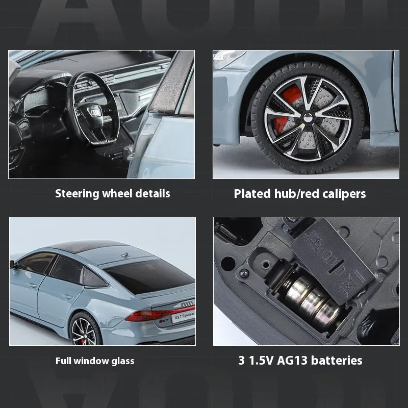 1 To 24 Diecast Audi RS7 Sportback Car Model Metal Sound And Light - ToylandEU