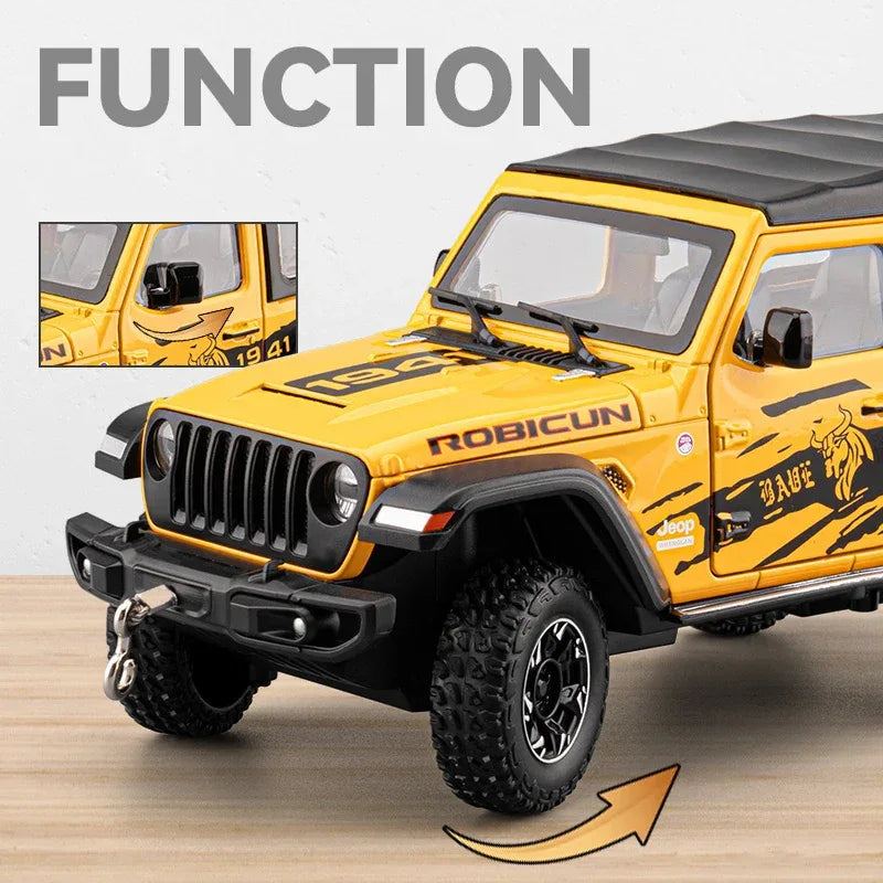 1 To 24 Diecast Jeep Wrangler Rubicon Off Road SUV With Sound Light Pull Back - ToylandEU