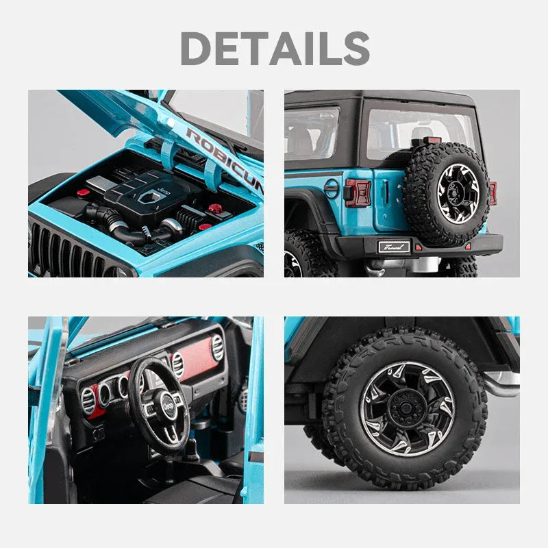 1 To 24 Diecast Jeep Wrangler Rubicon Off Road SUV With Sound Light Pull Back - ToylandEU