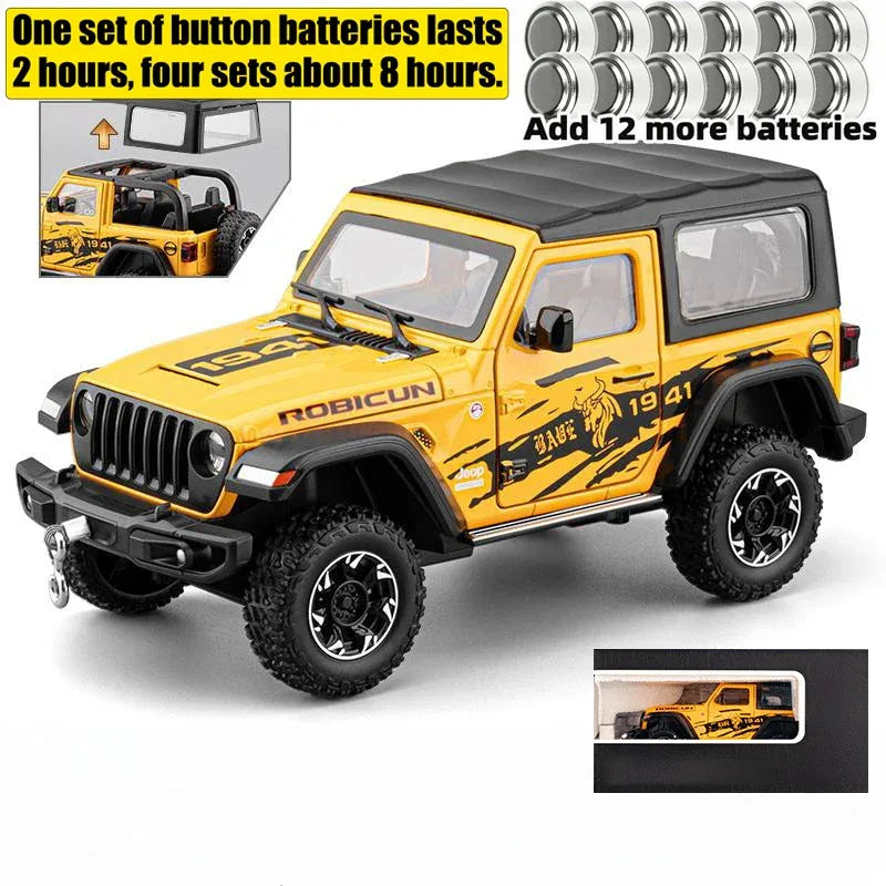 1 To 24 Diecast Jeep Wrangler Rubicon Off Road SUV With Sound Light Pull Back - ToylandEU